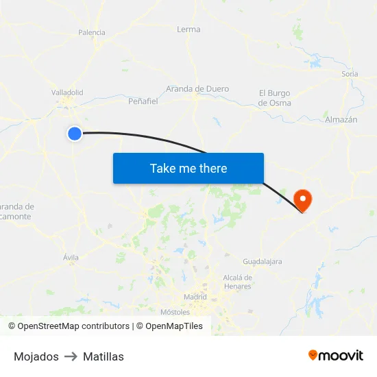 Mojados to Matillas map