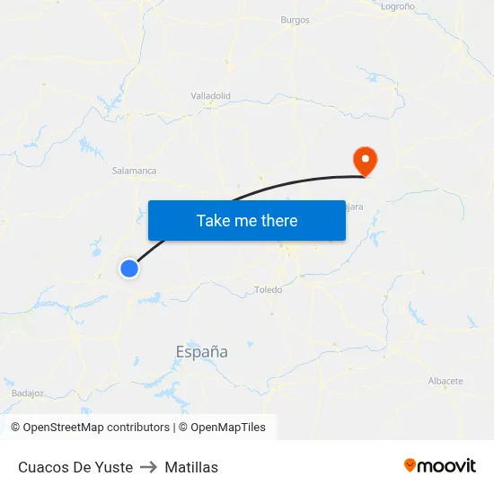 Cuacos De Yuste to Matillas map