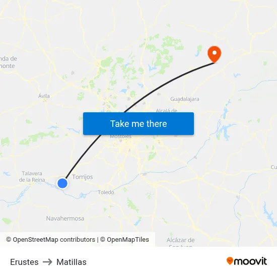 Erustes to Matillas map