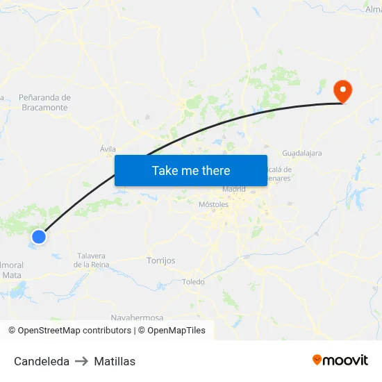Candeleda to Matillas map