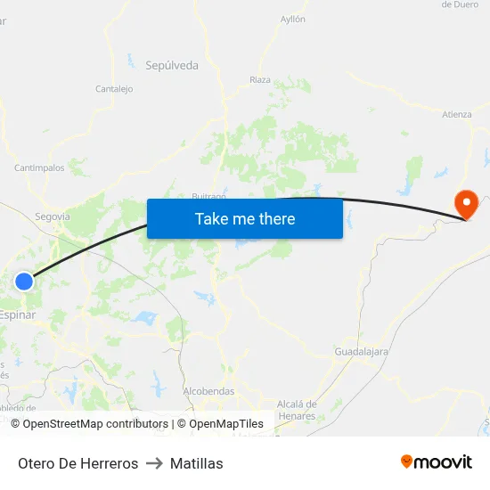 Otero De Herreros to Matillas map