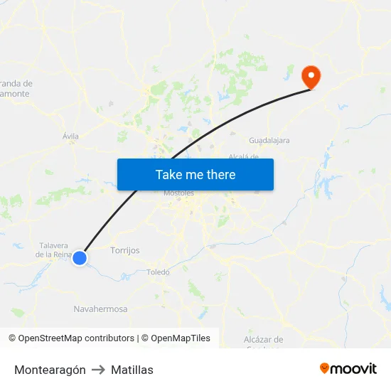 Montearagón to Matillas map