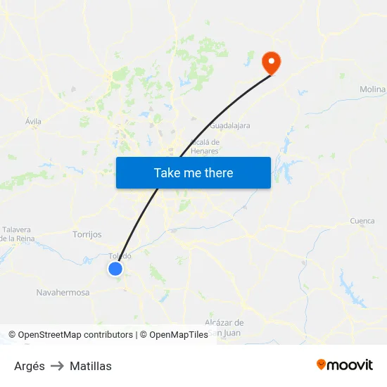 Argés to Matillas map
