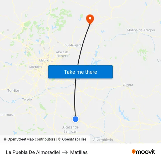 La Puebla De Almoradiel to Matillas map