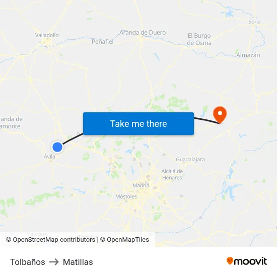 Tolbaños to Matillas map