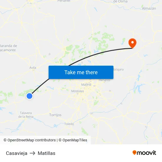 Casavieja to Matillas map