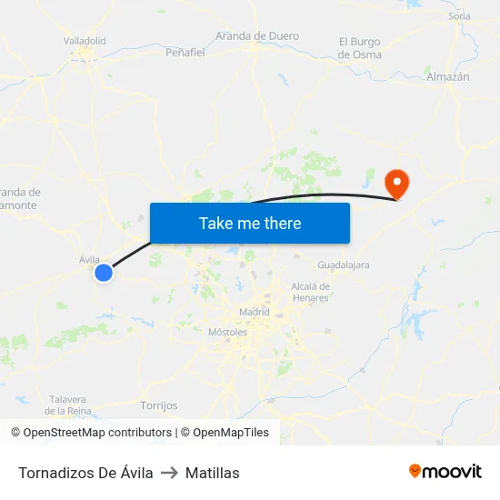 Tornadizos De Ávila to Matillas map