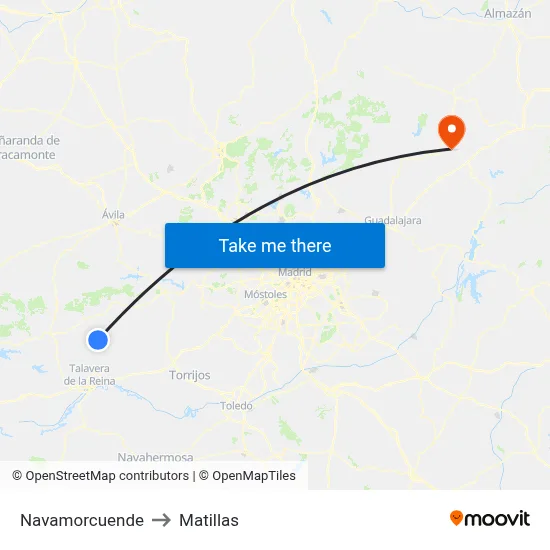Navamorcuende to Matillas map