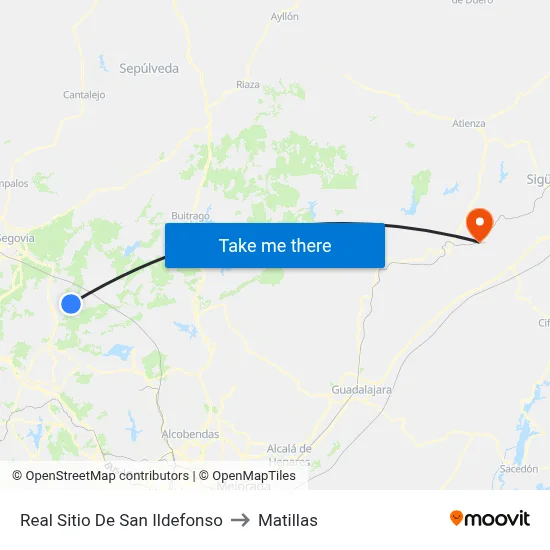 Real Sitio De San Ildefonso to Matillas map