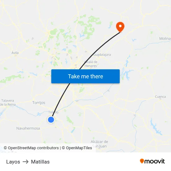 Layos to Matillas map