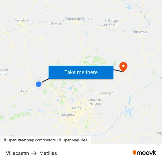 Villacastín to Matillas map