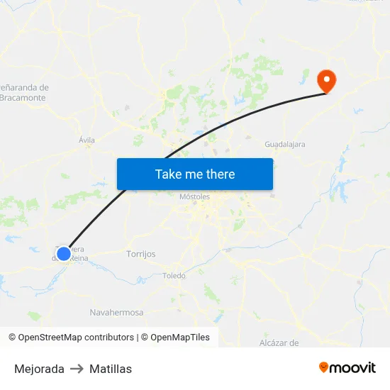Mejorada to Matillas map