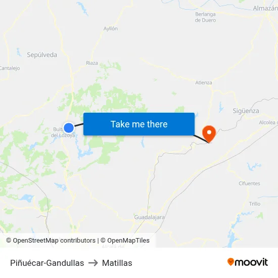 Piñuécar-Gandullas to Matillas map