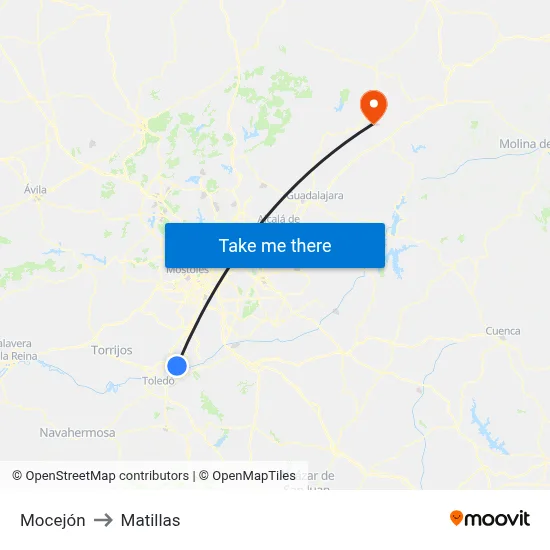 Mocejón to Matillas map