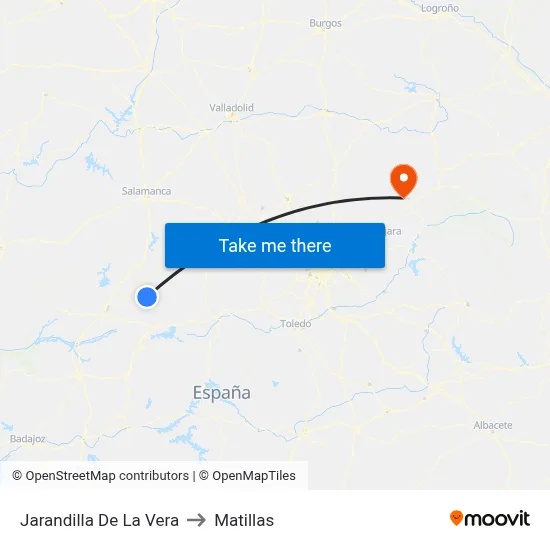 Jarandilla De La Vera to Matillas map
