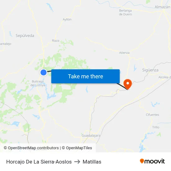 Horcajo De La Sierra-Aoslos to Matillas map
