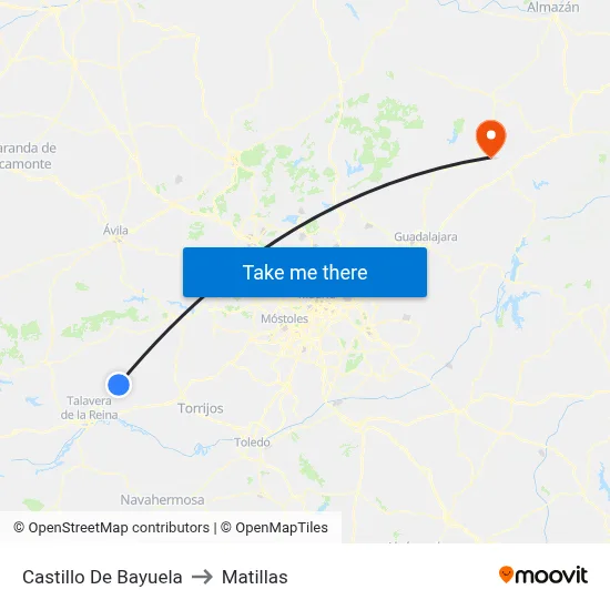 Castillo De Bayuela to Matillas map