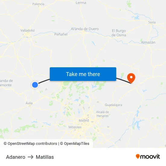 Adanero to Matillas map