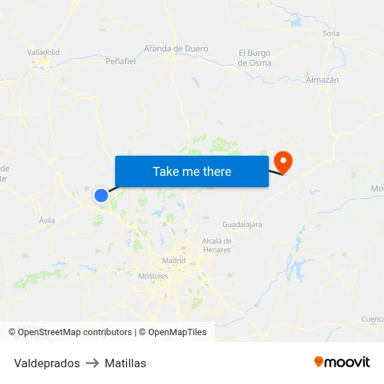 Valdeprados to Matillas map