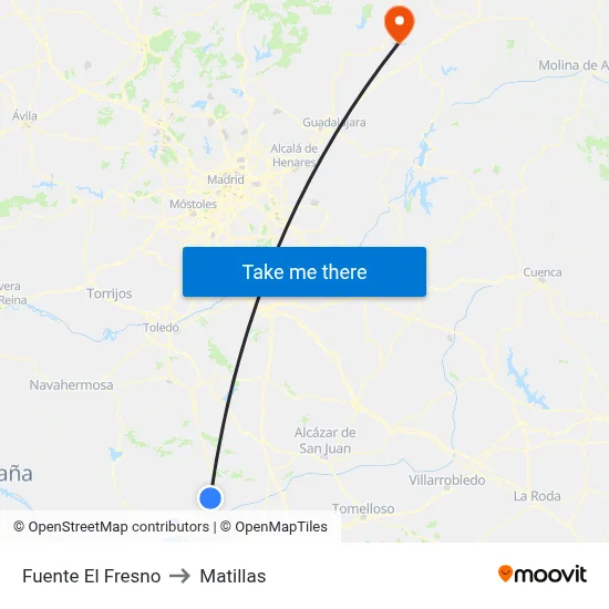 Fuente El Fresno to Matillas map
