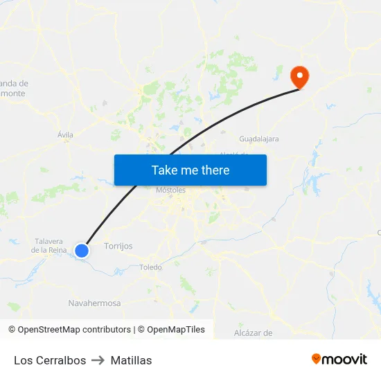 Los Cerralbos to Matillas map