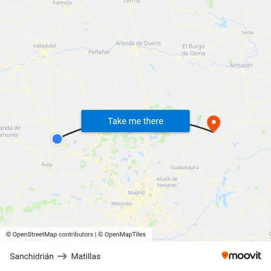 Sanchidrián to Matillas map