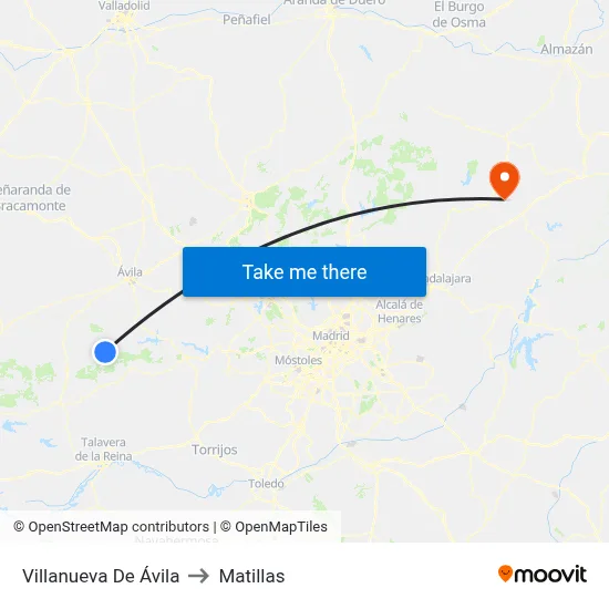 Villanueva De Ávila to Matillas map