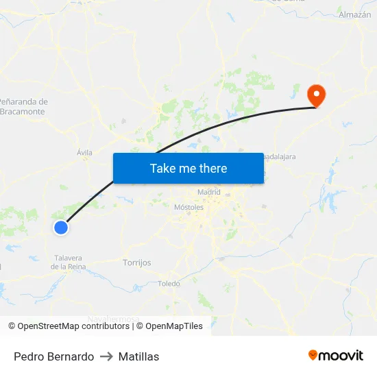 Pedro Bernardo to Matillas map