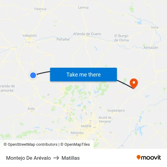 Montejo De Arévalo to Matillas map