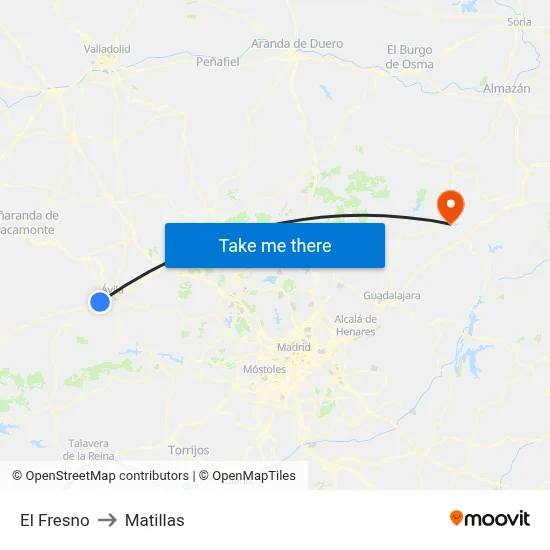 El Fresno to Matillas map