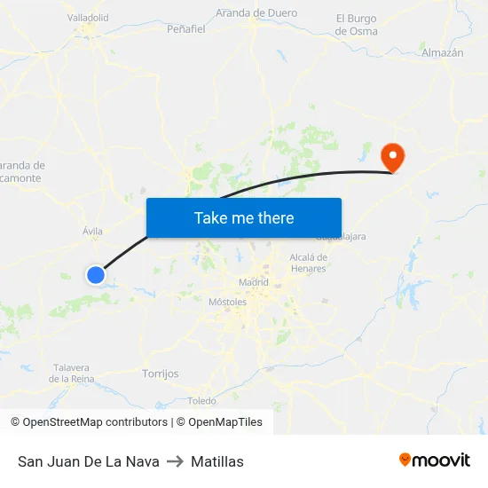 San Juan De La Nava to Matillas map