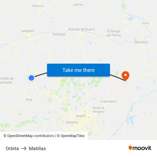 Orbita to Matillas map