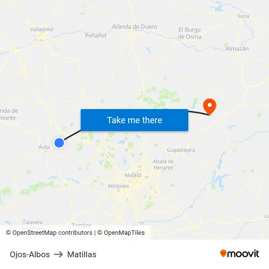 Ojos-Albos to Matillas map