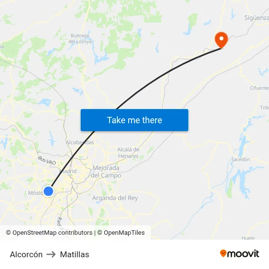 Alcorcón to Matillas map