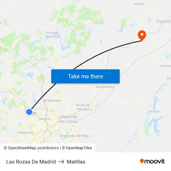 Las Rozas De Madrid to Matillas map