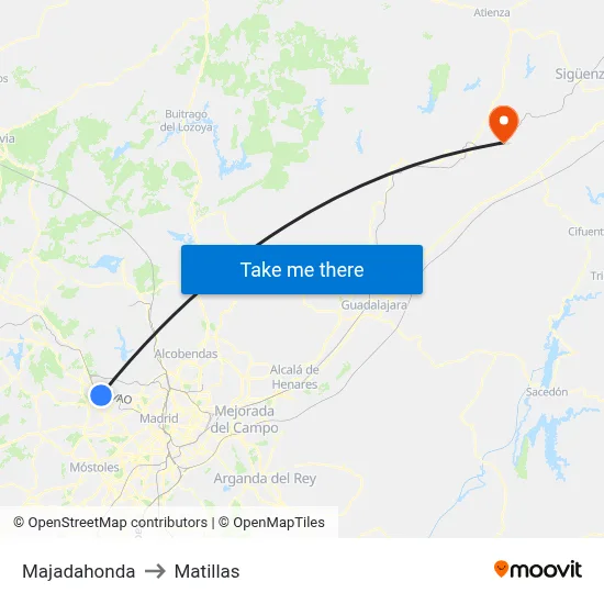 Majadahonda to Matillas map