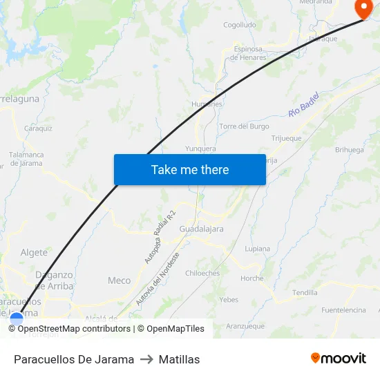 Paracuellos De Jarama to Matillas map