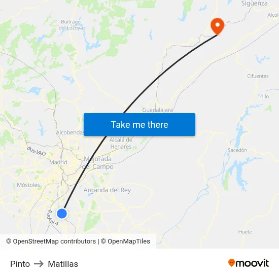Pinto to Matillas map