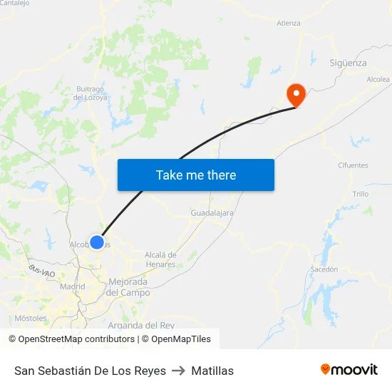 San Sebastián De Los Reyes to Matillas map