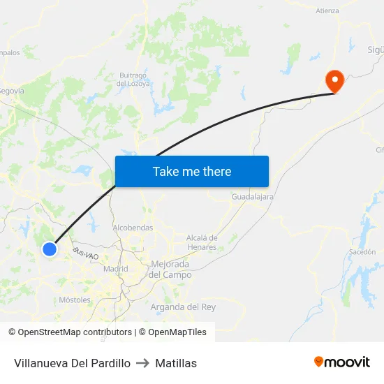 Villanueva Del Pardillo to Matillas map