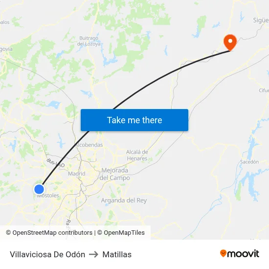 Villaviciosa De Odón to Matillas map