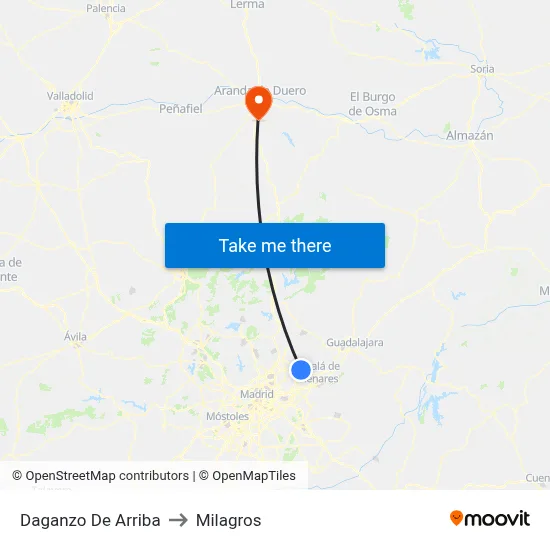 Daganzo De Arriba to Milagros map
