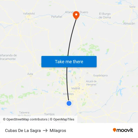 Cubas De La Sagra to Milagros map