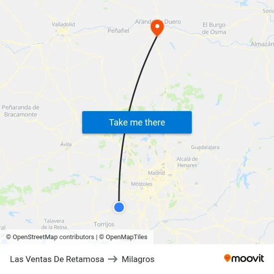 Las Ventas De Retamosa to Milagros map