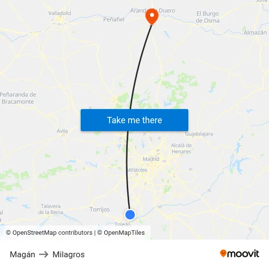 Magán to Milagros map