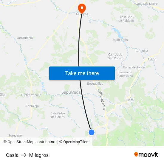 Casla to Milagros map