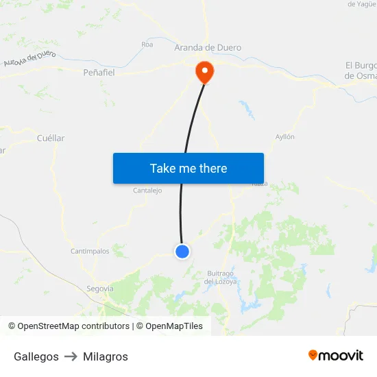 Gallegos to Milagros map