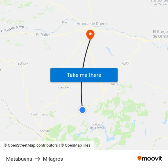 Matabuena to Milagros map
