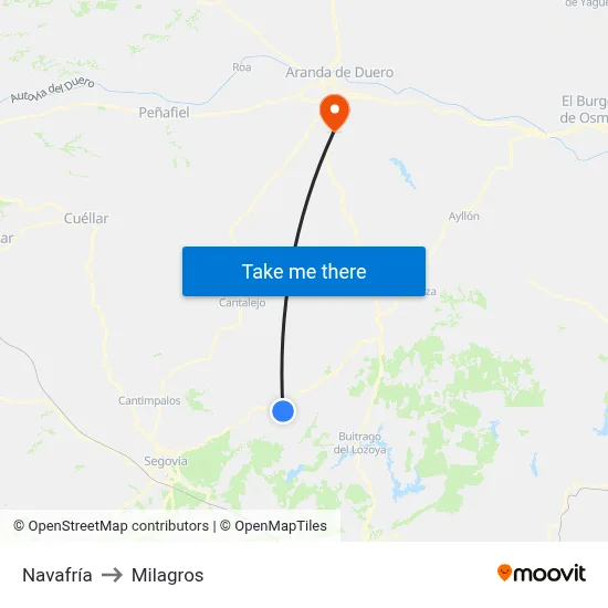Navafría to Milagros map