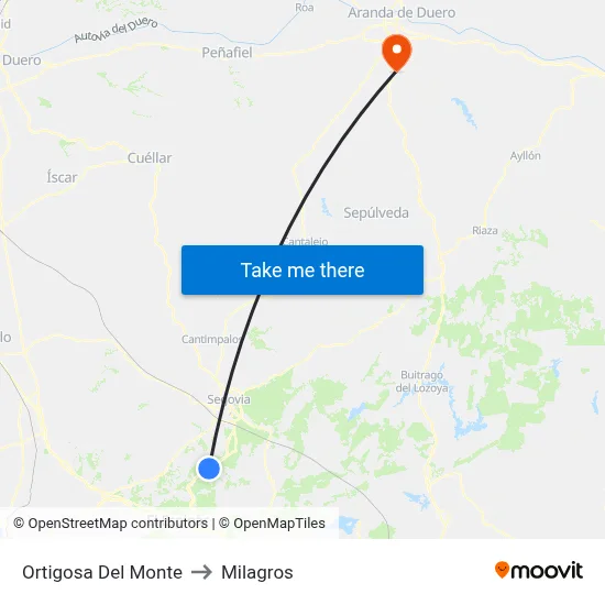 Ortigosa Del Monte to Milagros map